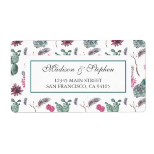 Etiqueta Boho Cactus, Succulent & Floral - Boda