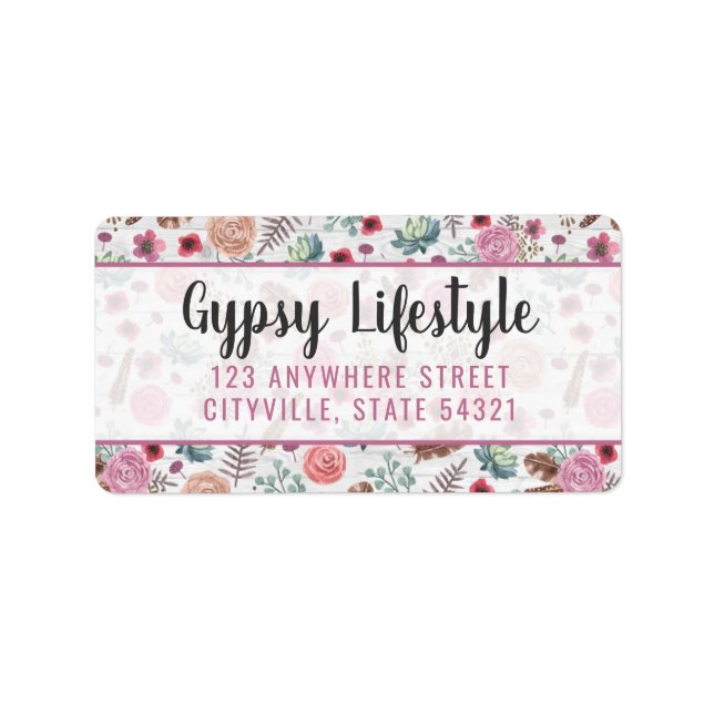 Etiqueta Boho Chic Rústico Flecha Pluma Acuarela Bohemio (Frente)