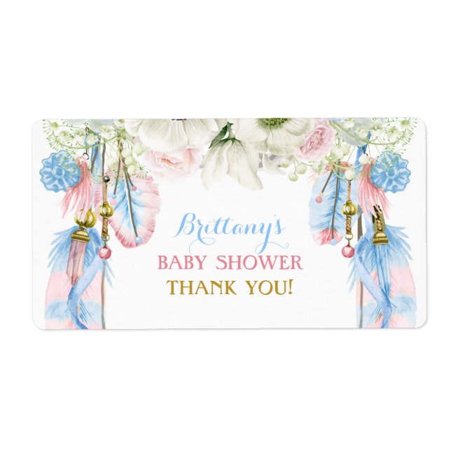 Etiqueta Boho Dream Catcher Water Bottle Gift (Frente)