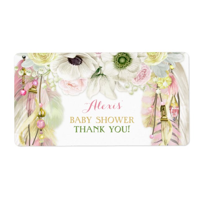 Etiqueta Boho Dream Catcher Water Bottle Gift (Frente)