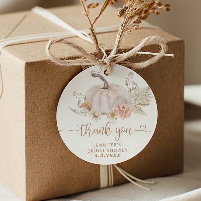 Etiqueta Boho fall pumpkin de agradecimiento (Subido por el creador)