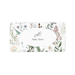 Etiqueta Boho floral acuarela simple