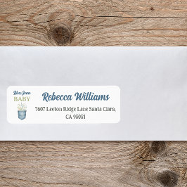 Etiqueta Boho Floral Denim Pocket Blue Jean Baby Shower