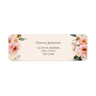 Etiqueta Boho Floral Rosa Champagne Ducha de novias