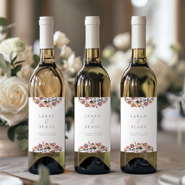 Etiqueta Boho Floral Rosa Rosa Rosa Jardín Boda Wi