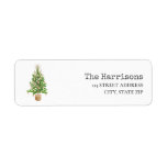 Etiqueta Boho Macrame Christmas Tree Label<br><div class="desc">Ilustracion de un árbol de Navidad inspirado en boho,  decorado con borlas y pampas en una olla de macrame.</div>