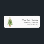 Etiqueta Boho Macrame Christmas Tree Label<br><div class="desc">Ilustracion de un árbol de Navidad inspirado en boho,  decorado con borlas y pampas en una olla de macrame.</div>