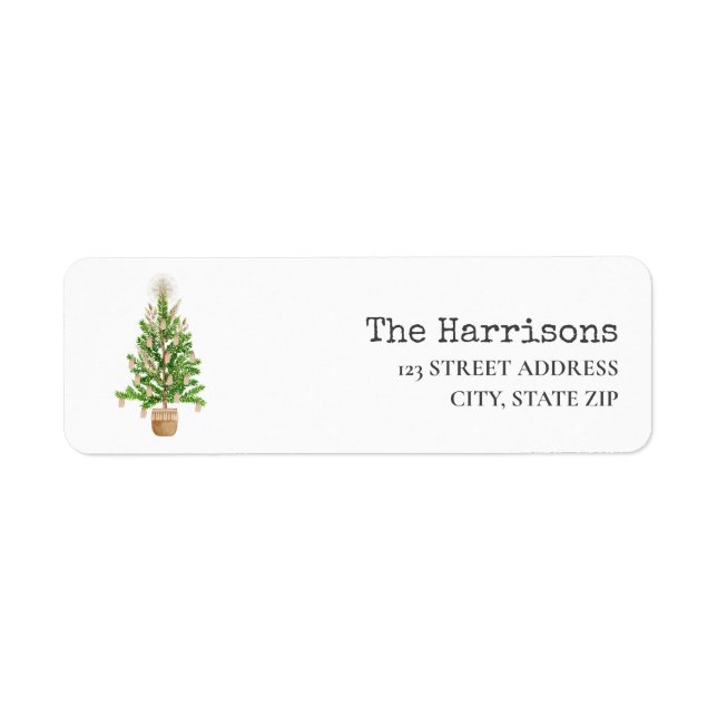 Etiqueta Boho Macrame Christmas Tree Label (Frente)