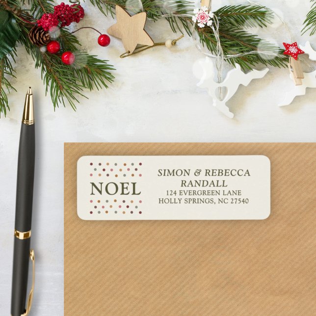 Etiqueta Boho Noel Rustic Farmhouse Navidad Simple (Perfect blend of festive, farmhouse, and personal for your Christmas mail this season.)