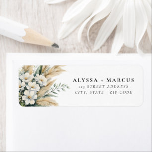 Etiqueta Boho Pampas Grass Daisies Couple Names