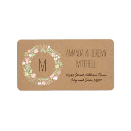 Etiqueta Boho Pastel Floral Wreath Rústico Boda