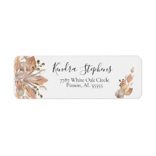 Etiqueta Boho Pompas Grass Return Address Lables
