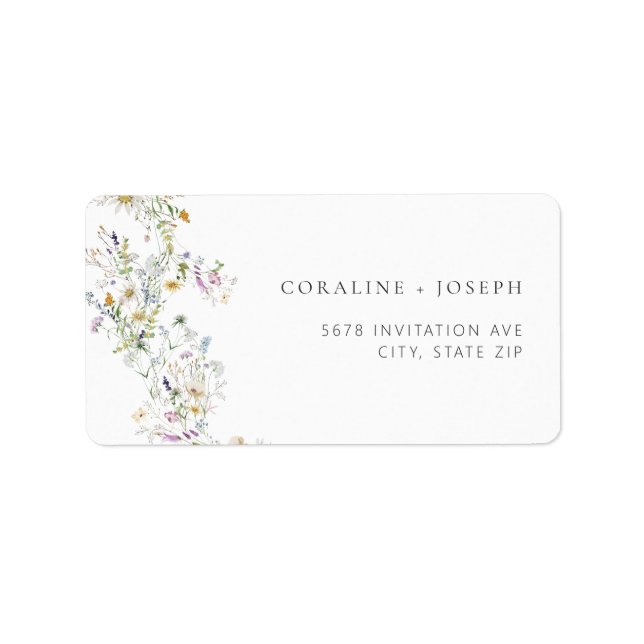Etiqueta Boho Prairie Wildflower Wedding Address Label (Frente)