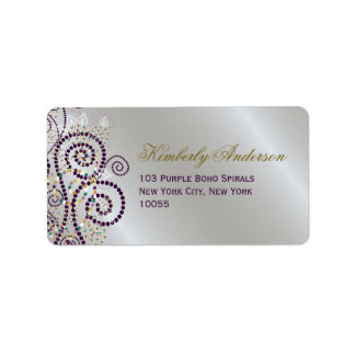 Etiqueta Boho Purple Spirals Elegant Wedding Address Labels