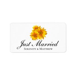 Etiqueta Boho Sunflowers Country Wedding recién casado