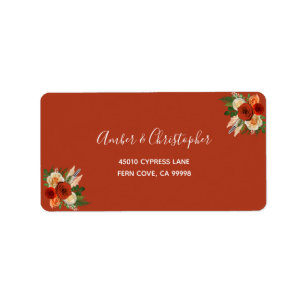 Etiqueta Boho Terracotta Floral Wedding RSVP Dirección de 