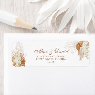 Etiqueta Boho Terracotta Pampas Hierba Orquídea Boda Regres