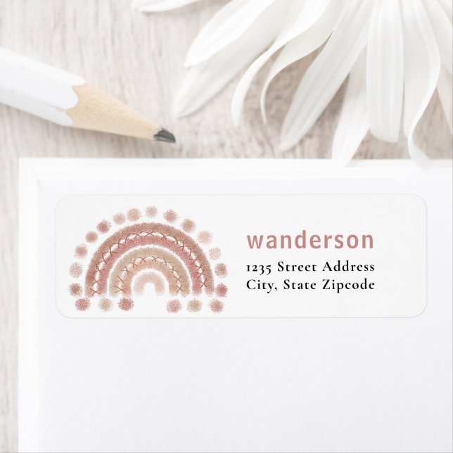 Etiqueta boho terracotta rainbow acogedor (In situ)