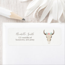 Boho Tribal Cow Skull