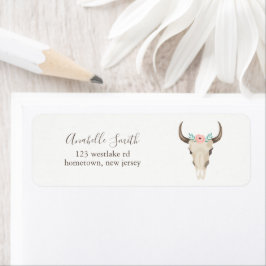 Etiqueta Boho Tribal Cow Skull