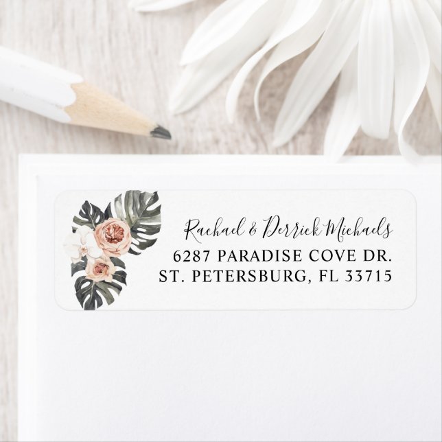 Etiqueta Boho Tropical Floral Beach Vibe (In situ)
