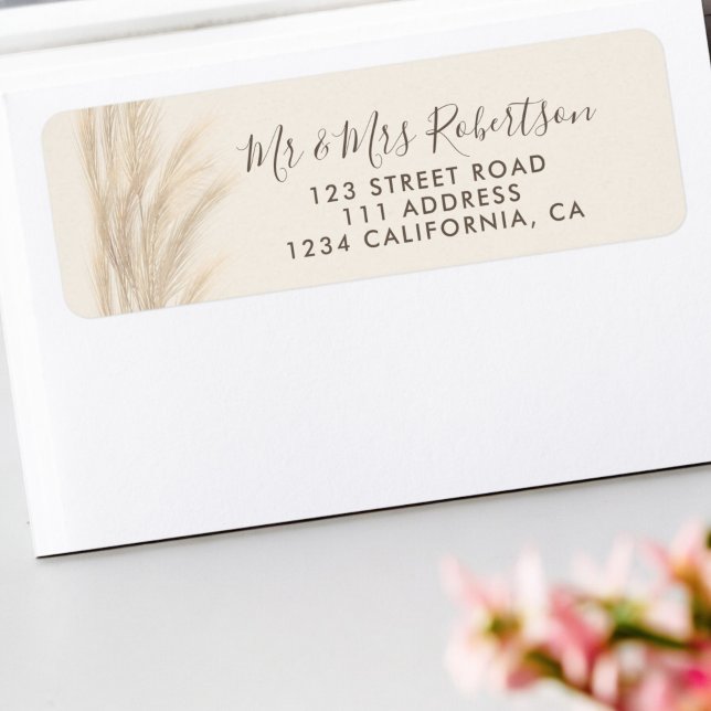 Etiqueta Boho verano pampas boda de la acuarela de césped (Boho summer pampas grass watercolor wedding label)