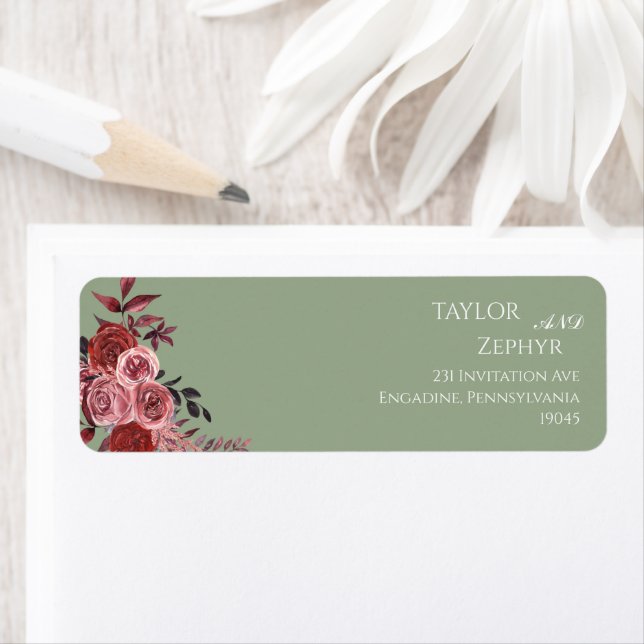 Etiqueta Boho Wildflower Beige Wedge RSVP Dirección de devo (In situ)