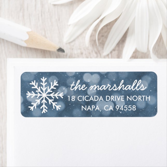 Etiqueta Bokeh Nocturno De Invierno Nevado (In situ)