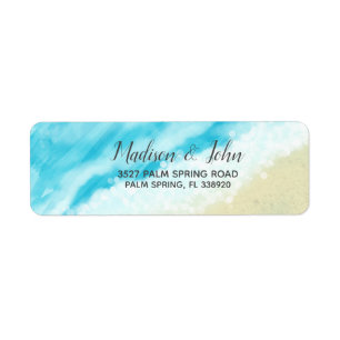 Etiqueta Bokeh Watercolor Modern Beach Wedding