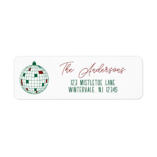 Etiqueta Bola de discoteca de Navidad verde y blanca Etique