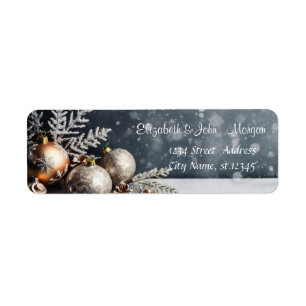 Etiqueta Bolas de Navidad,Copos de Nieve Gris