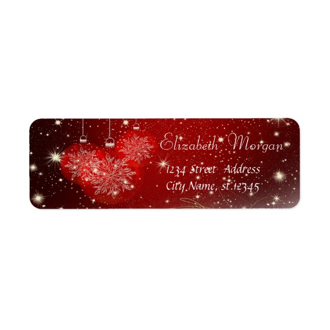 Etiqueta Bolas de Navidad Elegantes,Rojo (Frente)