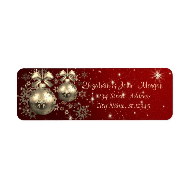 Etiqueta Bolas de Navidad elegantes y con estilo, Copos de  (Frente)
