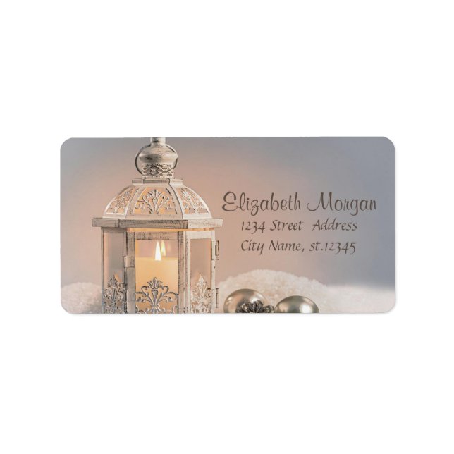 Etiqueta bolas de Navidad, farol elegante  (Frente)