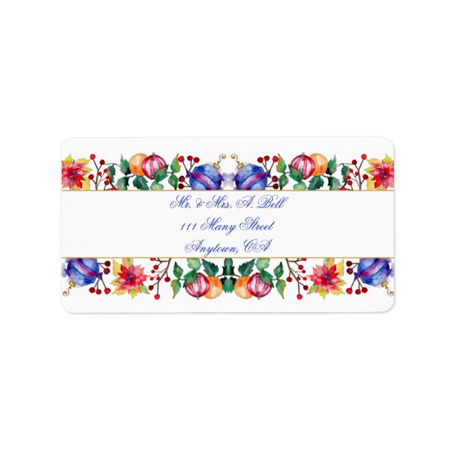 Etiqueta Bolas de Navidades de acuarela (Frente)