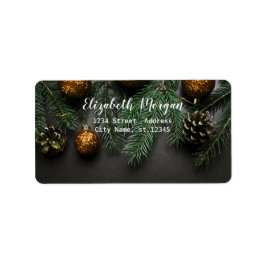 Etiqueta Bolas de Navidades elegantes, rama de árbol de pin