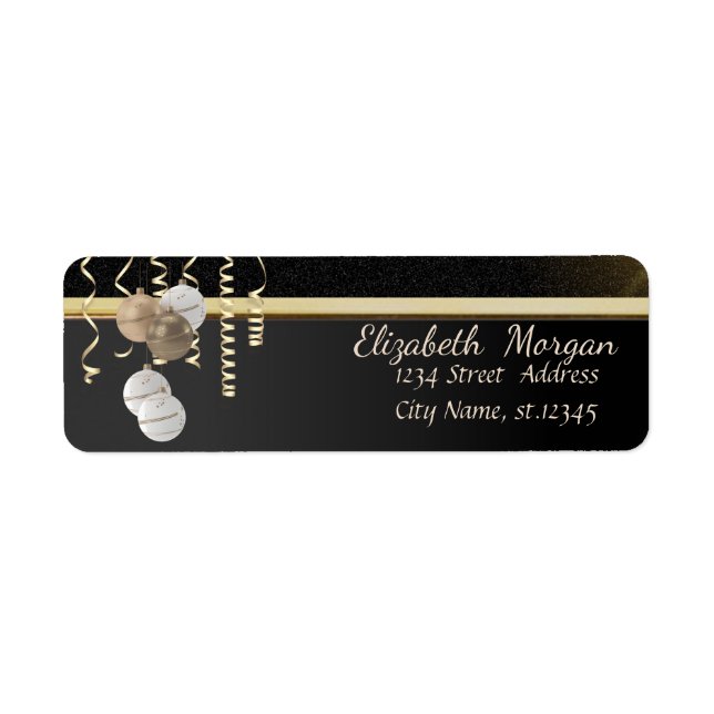 Etiqueta Bolas de Navidades elegantes, Sparkle, Faux Gold,  (Frente)