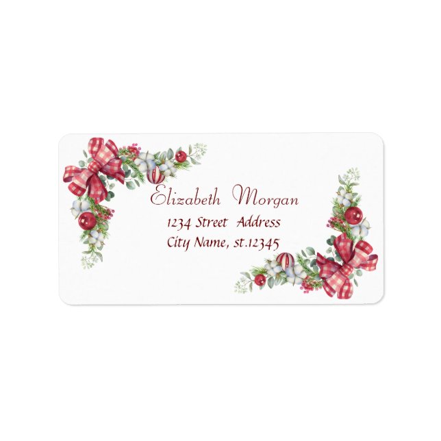 Etiqueta Bolas de navidades, vacaciones de Bow (Frente)