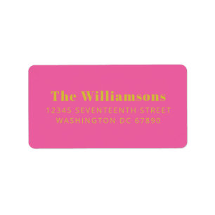 Etiqueta Bold Bright Hot Pink Yellow Custom Return Address