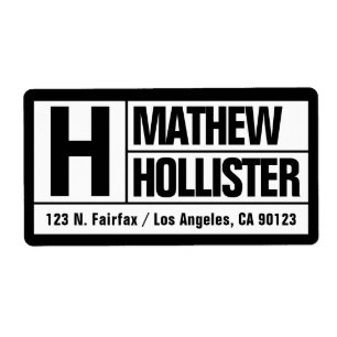 Etiqueta Bold & Modern Large Font b&w Return Address