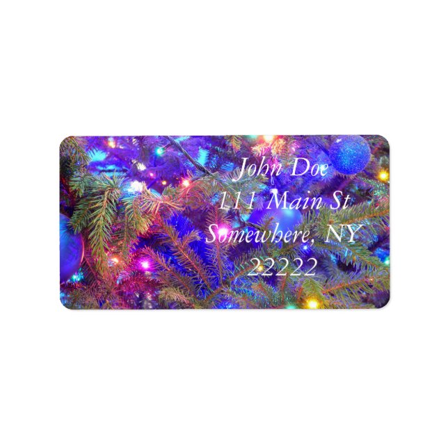 Etiqueta Bombillas de navidad en azul (Frente)