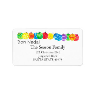 Etiqueta Bon Nadal Occitan Christmas handpainted watercolor