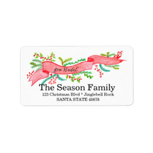 Etiqueta Bon Nadal, watercolor Christmas banner