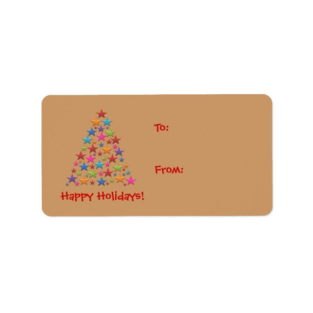 Etiqueta BonBon Rainbow Stars árbol de Navidad Regalo (Frente)