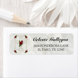 Etiqueta Bonita Bautisma de Niñas con Cruz de Oro Roja