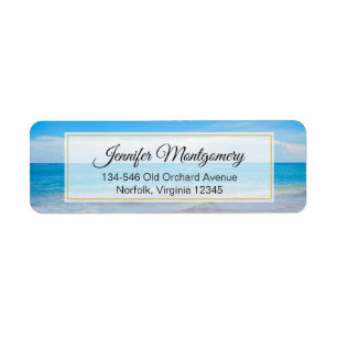 Etiqueta Bonita playa tropical azul