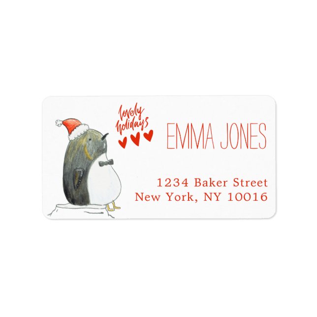 Etiqueta Bonitas vacaciones | Navidades Cute Penguin (Frente)