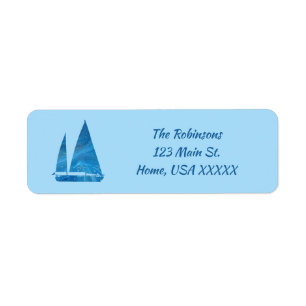 Etiqueta Bonito Blue Abstract Sailboat