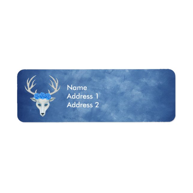 Etiqueta Bonito Cabeza de ciervo blanco Ojos azules con Ros (Frente)