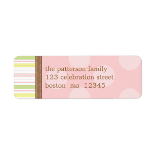 Etiqueta Bonito en rayas rosadas y verdes + Puntos